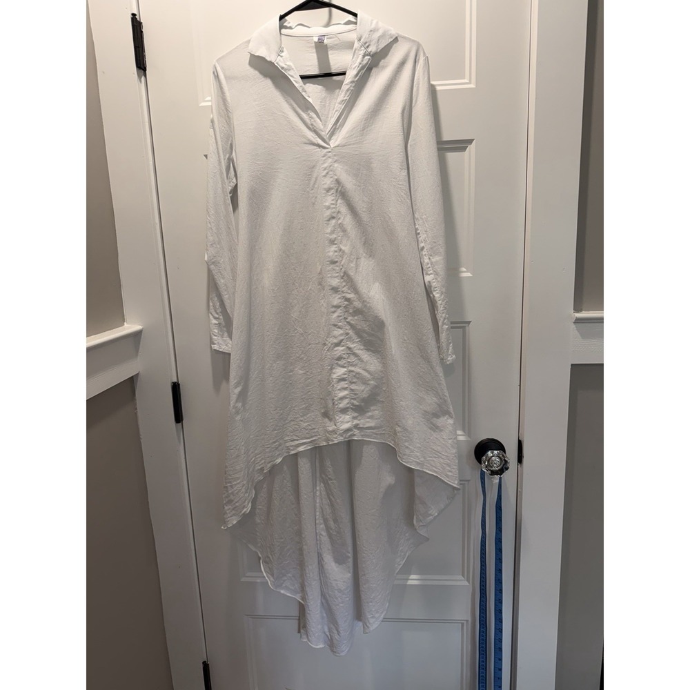 Eien White Circle Cutout Hi Lo Tunic Shirt Dress Small USA Style 1521